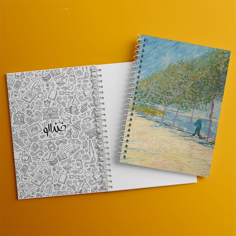 دفتر طراحی 50 برگ خندالو طرح جاده درامتداد رود سن ونسان ونگوگ (Van Gogh) کد 36794