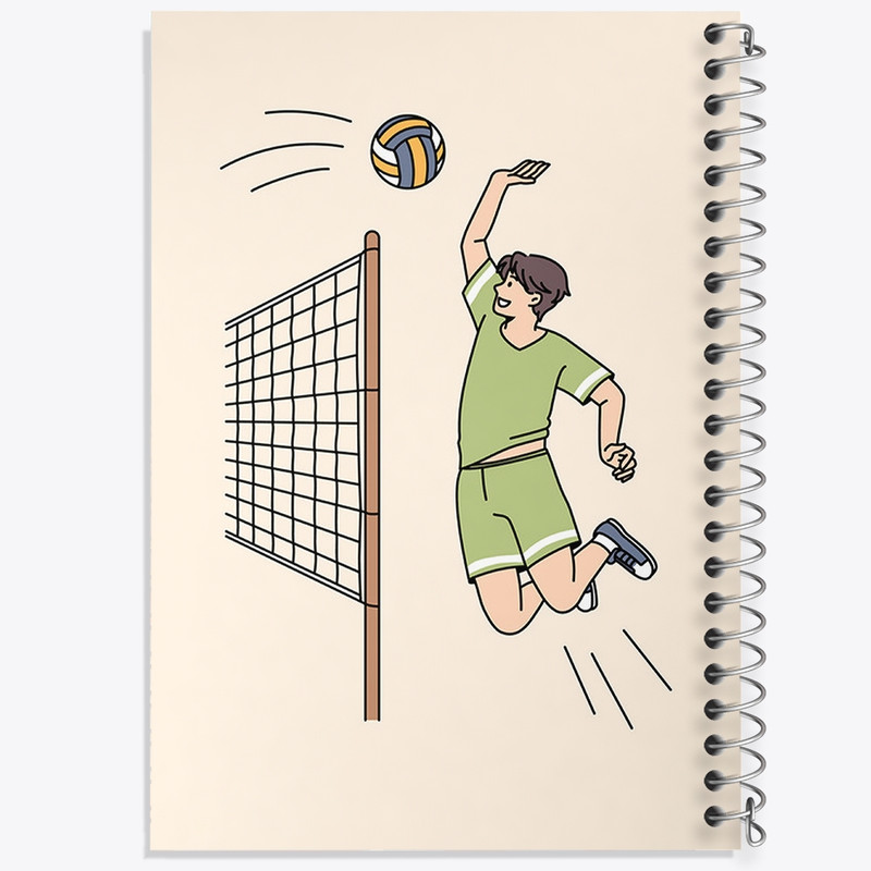 دفتر طراحی 50 برگ خندالو طرح والیبال Volleyball کد 26410