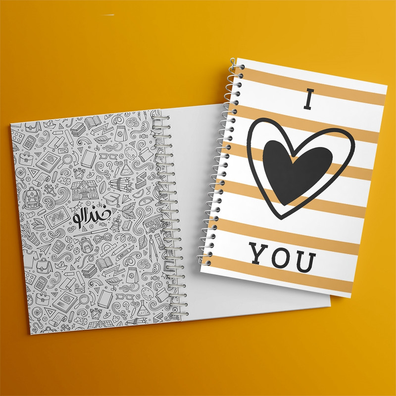 دفتر طراحی 50 برگ خندالو طرح I Love You کد N141