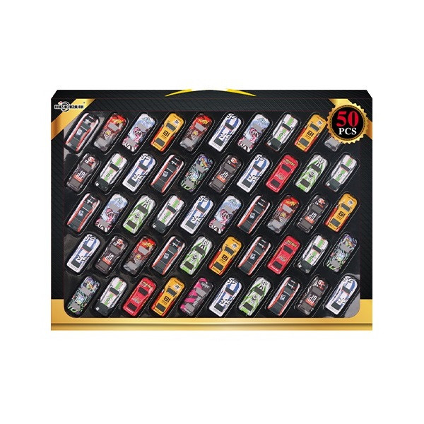 ست 50 عددی ماشین بازی فلزی مدل سواری عقب‌کش مقیاس 1:64 با طرح اسپرت و چهار چرخ کد KZ957