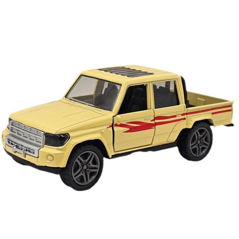 ماکت ماشین ناب سل مدل پیکاپ تویوتا هایلوکس دو کابین فلزی موزیکال چراغدار عقب کش کد Toyota Hilux Metal Musical Rear Light Pull Code