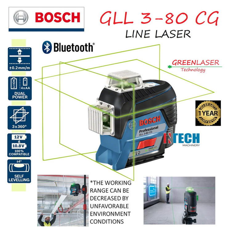 تراز لیزری نور سبز بوش مدل GLL 3-80 CG Professional