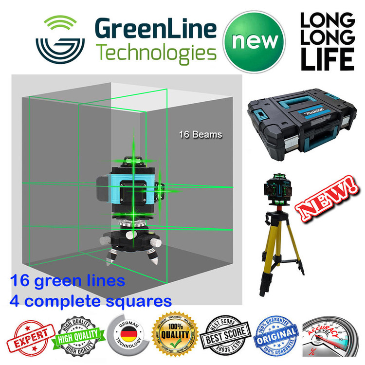 تراز لیزری ماکیتا نور سبز مدل فوق هوشمند 16 لاین کد 4D-16 L Hard Box