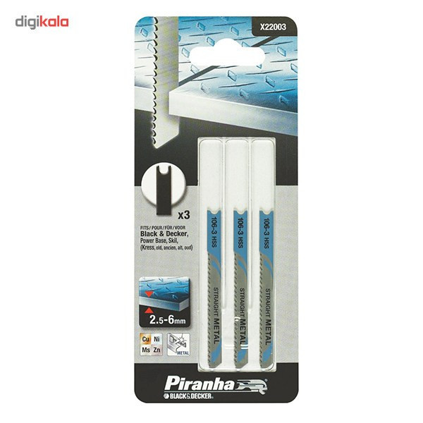مجموعه تیغه اره عموبر فلز بلک اند دکر سری Piranha مدل X22003 بسته سه عددی