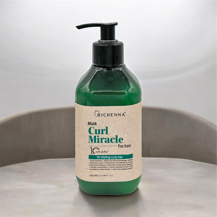 ماسک نرم کننده مو ریچنا مدل curl miracle مناسب برای موی فر حجم 550 میلی لیتر