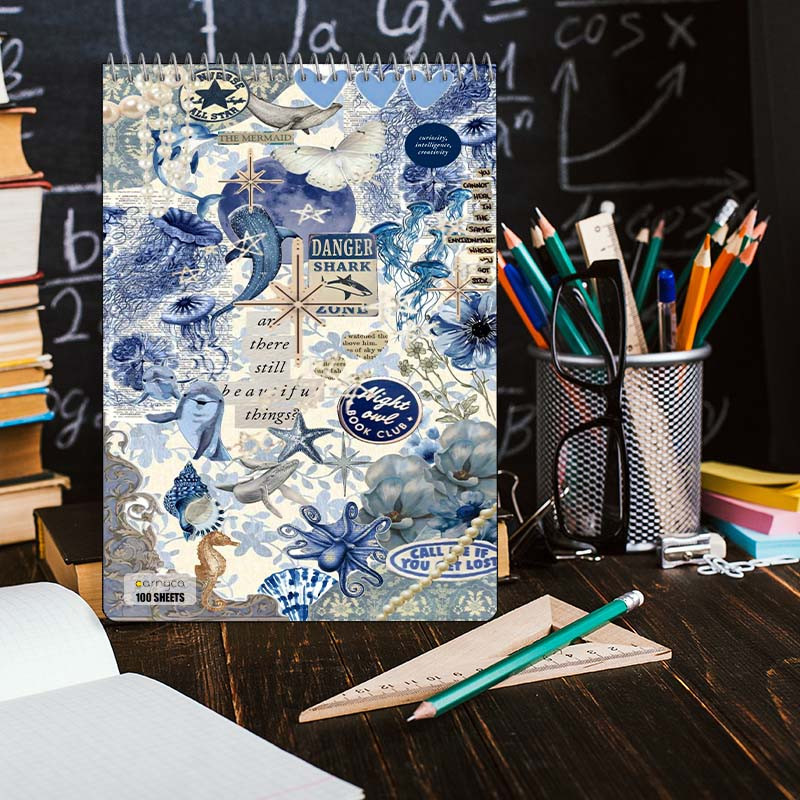 دفتر شطرنجی 100 برگ کارنیکا طرح وینتج اسکرپ بوک Vintage Scrapbook کد 60435