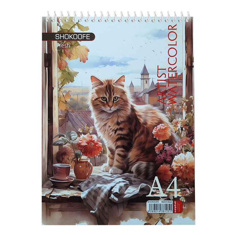 دفتر آبرنگ 10برگ شکوفه مدل A4-Cat