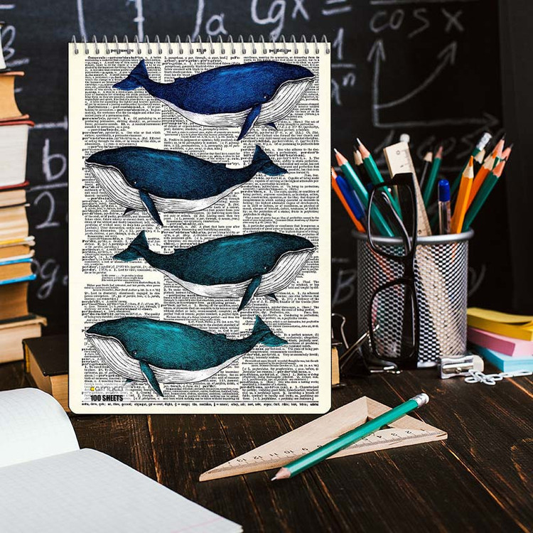 دفتر شطرنجی 100 برگ کارنیکا طرح روزنامه وینتج حیوانات Vintage Newspaper Animals کد 30101