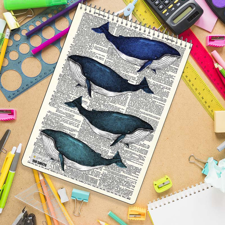 دفتر شطرنجی 100 برگ کارنیکا طرح روزنامه وینتج حیوانات Vintage Newspaper Animals کد 30101