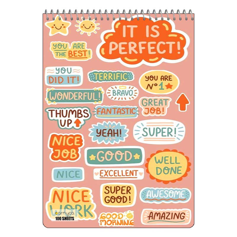 دفتر شطرنجی 100 برگ کارنیکا طرح متون انگلیسی English word کد 32442