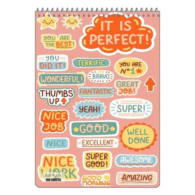 دفتر شطرنجی 100 برگ کارنیکا طرح متون انگلیسی English word کد 32442