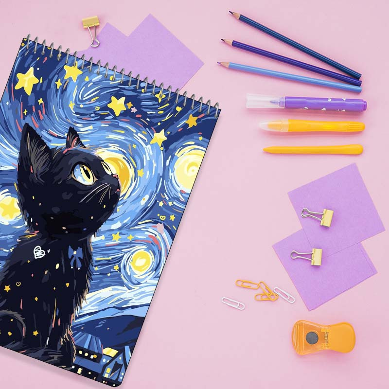 دفتر شطرنجی 100 برگ کارنیکا طرح شب پرستاره فانتزی ون گوگ Fantasy Starry Night Van Gogh کد 75273