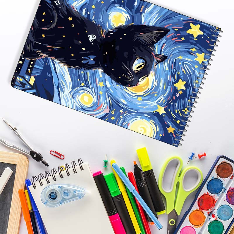 دفتر شطرنجی 100 برگ کارنیکا طرح شب پرستاره فانتزی ون گوگ Fantasy Starry Night Van Gogh کد 75273
