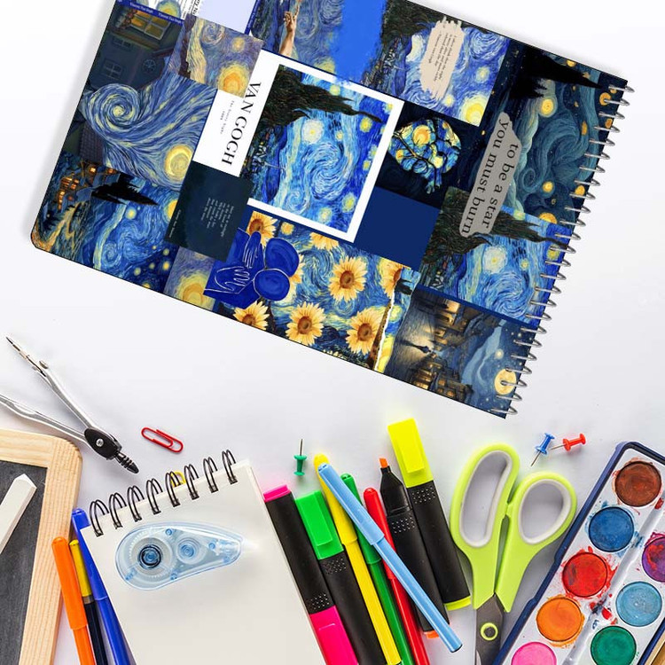 دفتر شطرنجی 100 برگ کارنیکا طرح شب پرستاره فانتزی ون گوگ Fantasy Starry Night Van Gogh کد 27618