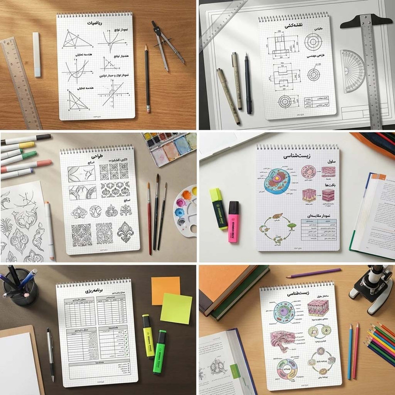 دفتر شطرنجی 100 برگ کارنیکا طرح شب پرستاره فانتزی ون گوگ Fantasy Starry Night Van Gogh کد 27618