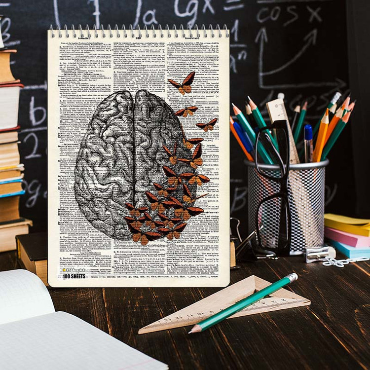 دفتر شطرنجی 100 برگ کارنیکا طرح روزنامه وینتج مغز Vintage Newspaper Brain کد 90108
