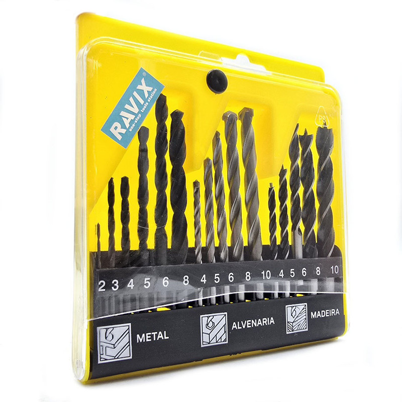 مته راویکس مخصوص چوب و آهن و دیوار  مدل  -16PCS-METAL-ALVENARIA-MADEIRA مجموعه 16 عددی