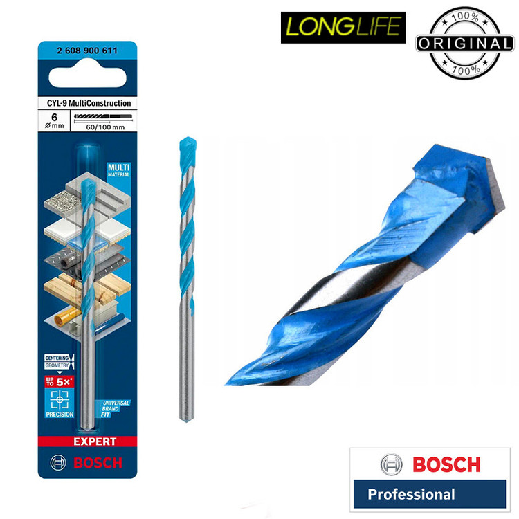 مته الماسه همه کاره بوش مدل Multiconstruction کد 2608900611 سایز 6 میلی متر