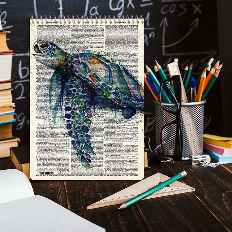 دفتر شطرنجی 100 برگ کارنیکا طرح روزنامه وینتج حیوانات Vintage Newspaper Animals کد 83119