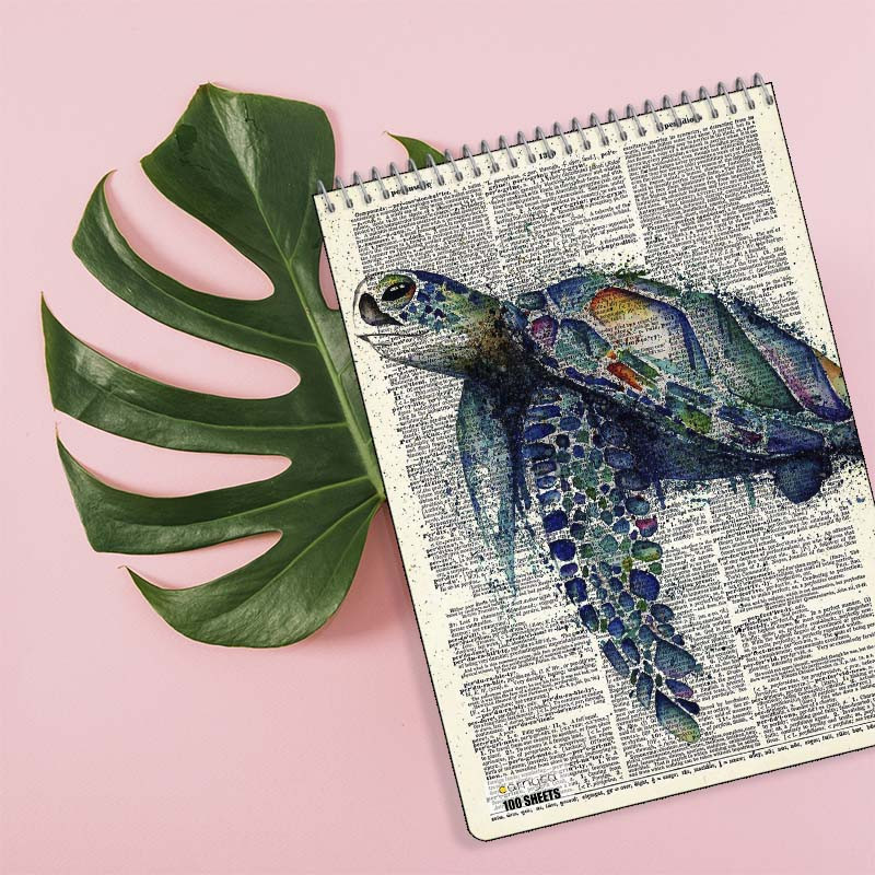 دفتر شطرنجی 100 برگ کارنیکا طرح روزنامه وینتج حیوانات Vintage Newspaper Animals کد 83119