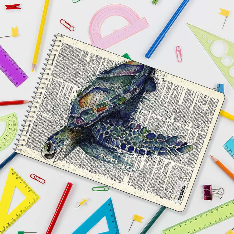 دفتر شطرنجی 100 برگ کارنیکا طرح روزنامه وینتج حیوانات Vintage Newspaper Animals کد 83119