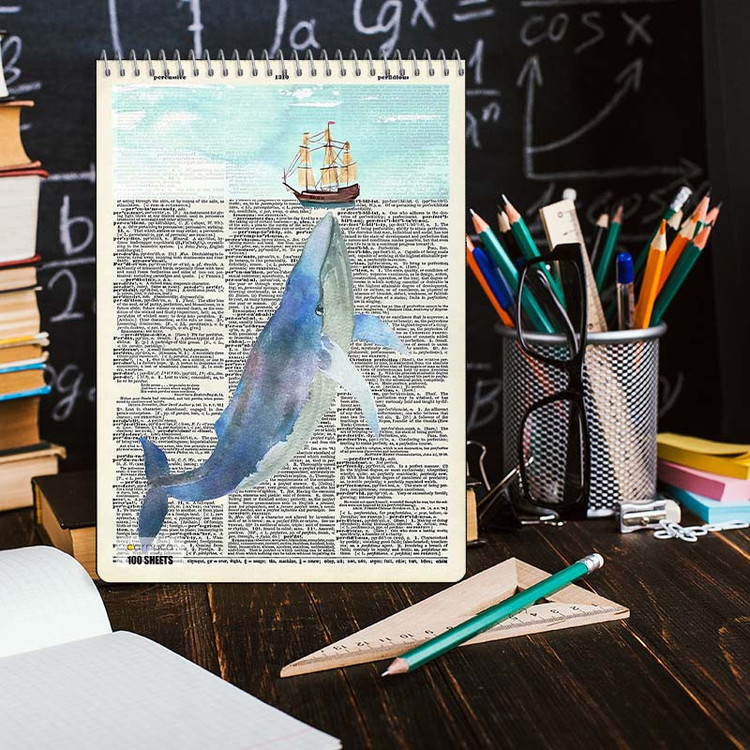 دفتر شطرنجی 100 برگ کارنیکا طرح روزنامه وینتج حیوانات Vintage Newspaper Animals کد 89191