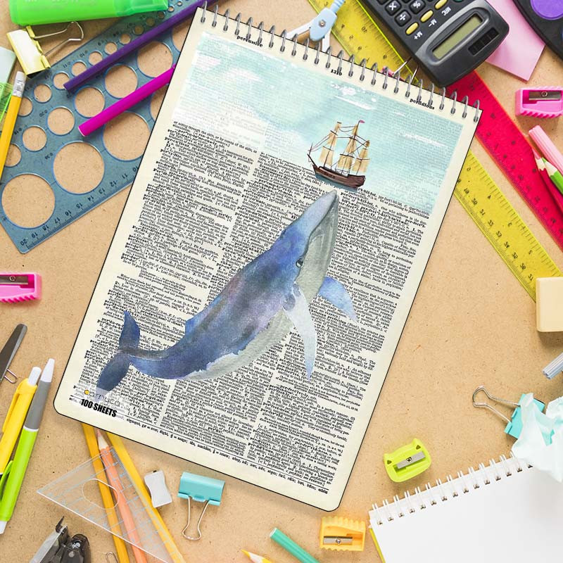 دفتر شطرنجی 100 برگ کارنیکا طرح روزنامه وینتج حیوانات Vintage Newspaper Animals کد 89191