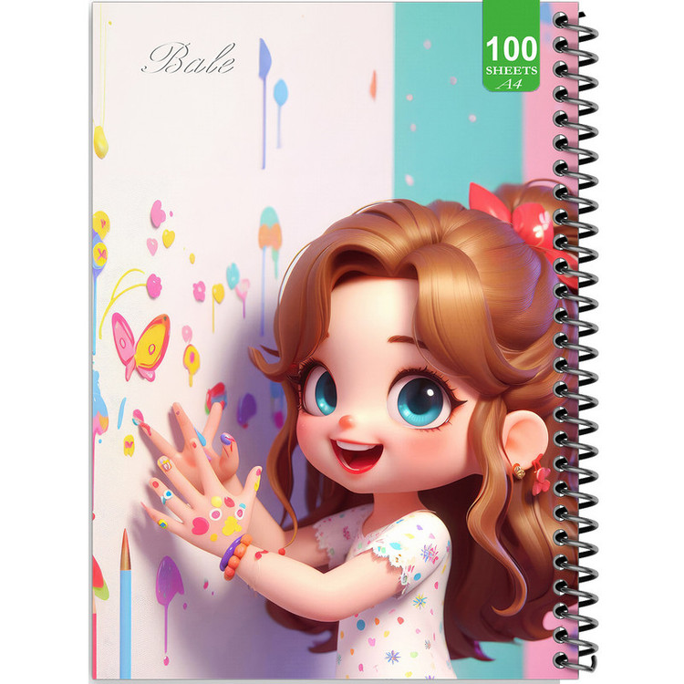 دفتر نقاشی 100 برگ بله مدل رحلی طرح فانتزی دخترانه طراحی کد A4-N344