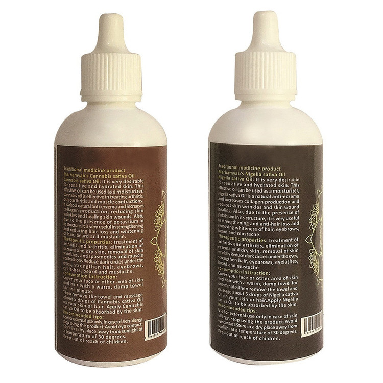 روغن تقویت کننده مو، مژه و ابرو مرهم یاب مدل سیاهدانه و دانه کتان حجم 80 میلی لیتر مجموعه 2 عددی