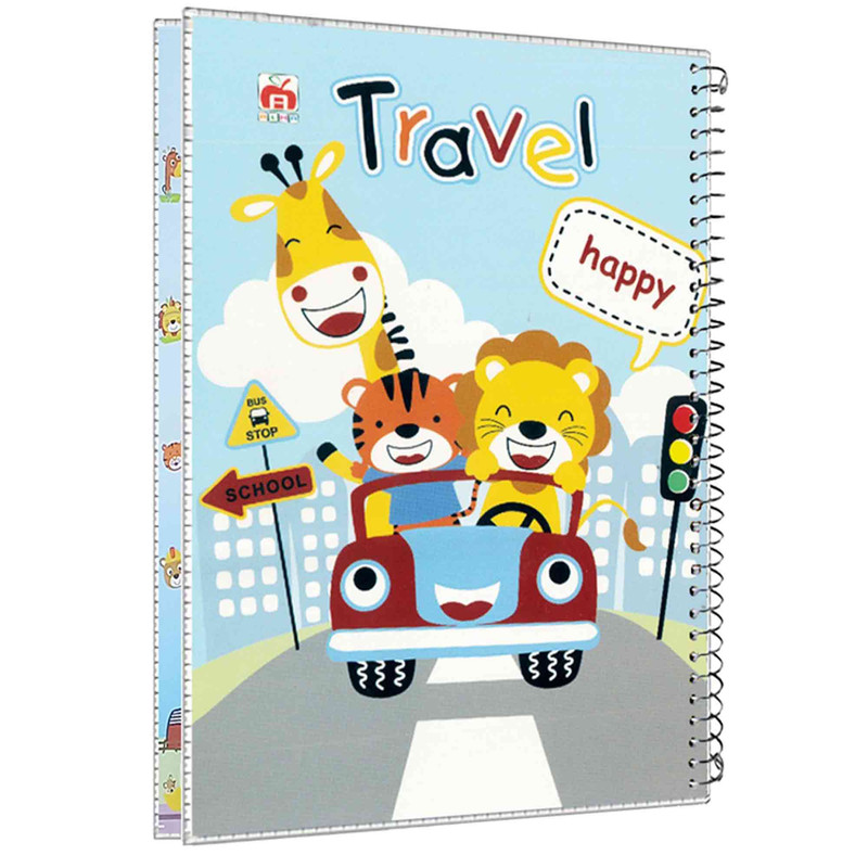 دفتر مشق 80 برگ آلما طرح TRAVEL مدل طلقی کد 7820