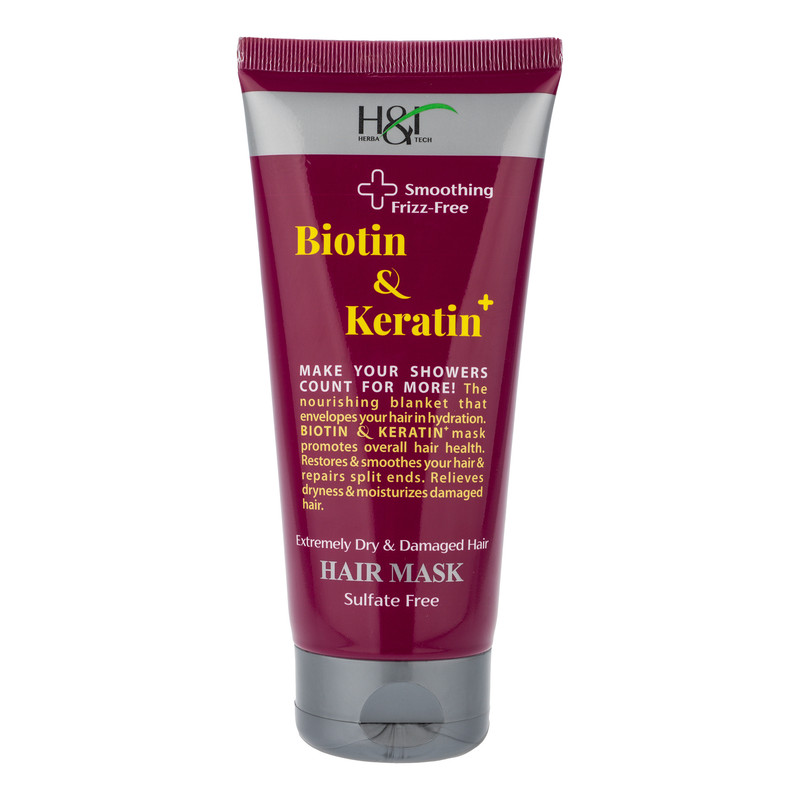 ماسک نرم کننده مو هرباتک مدل Biotin & Keratin مناسب برای موهای آسیب دیده و خشک حجم 200 میلی لیتر