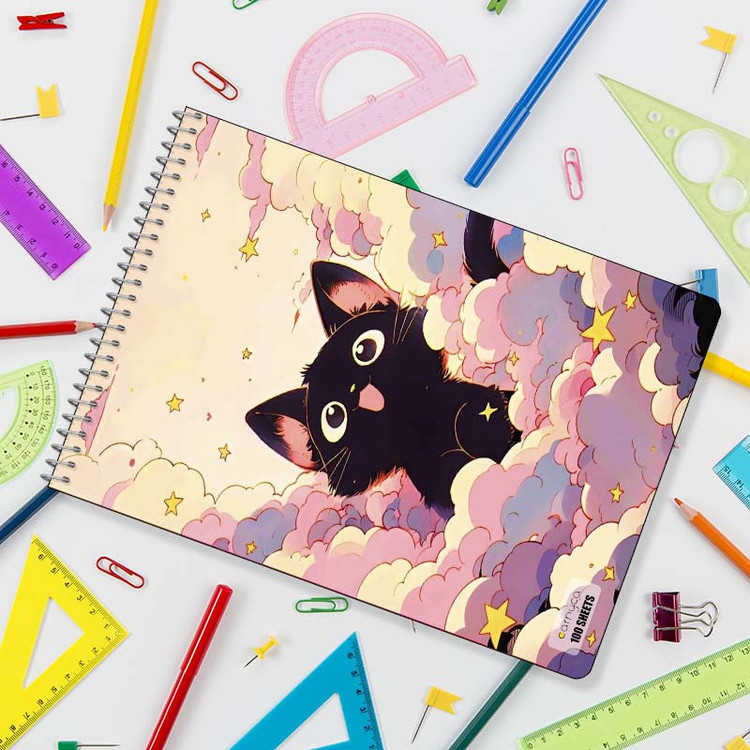 دفتر شطرنجی 100 برگ کارنیکا طرح گربه Cat کد 84622