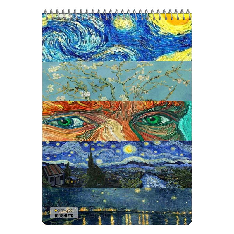 دفتر شطرنجی 100 برگ کارنیکا طرح شب پرستاره فانتزی ون گوگ Fantasy Starry Night Van Gogh کد 16760