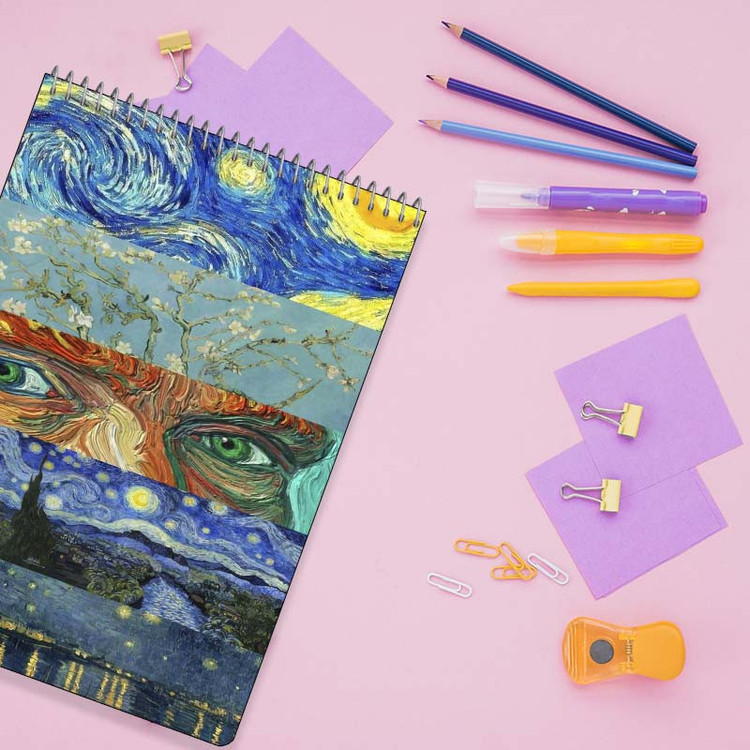 دفتر شطرنجی 100 برگ کارنیکا طرح شب پرستاره فانتزی ون گوگ Fantasy Starry Night Van Gogh کد 16760