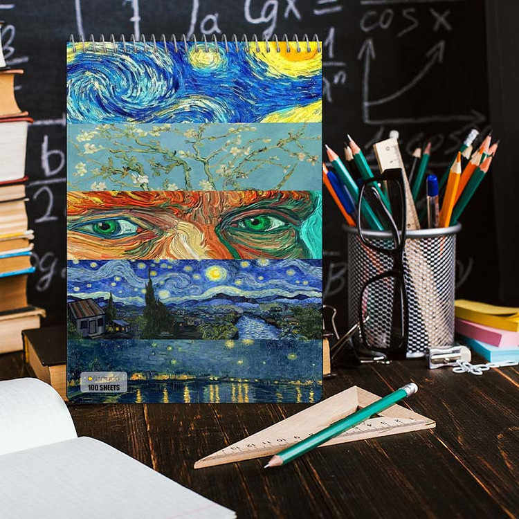 دفتر شطرنجی 100 برگ کارنیکا طرح شب پرستاره فانتزی ون گوگ Fantasy Starry Night Van Gogh کد 16760