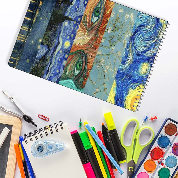 دفتر شطرنجی 100 برگ کارنیکا طرح شب پرستاره فانتزی ون گوگ Fantasy Starry Night Van Gogh کد 16760