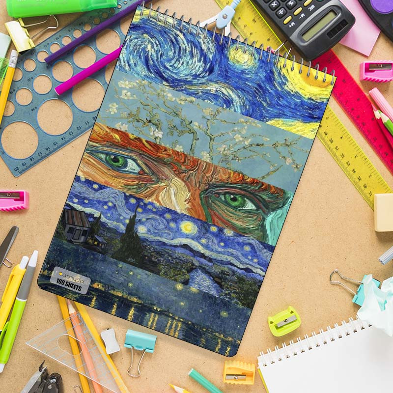 دفتر شطرنجی 100 برگ کارنیکا طرح شب پرستاره فانتزی ون گوگ Fantasy Starry Night Van Gogh کد 16760