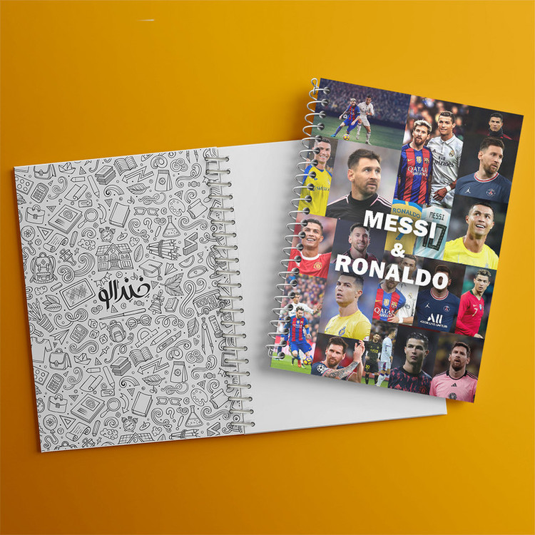 دفتر مشق 100 برگ خندالو طرح مسی و رونالدو (Messi and Ronaldo) کد N9177