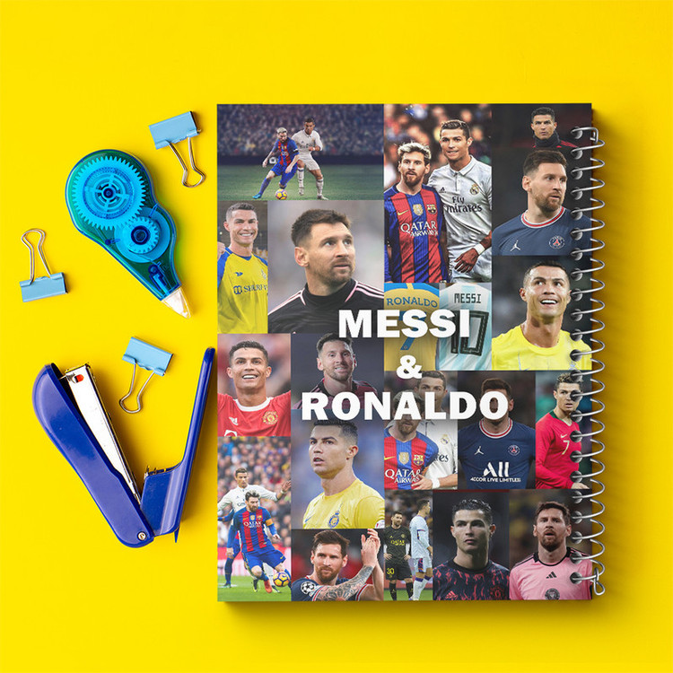 دفتر مشق 100 برگ خندالو طرح مسی و رونالدو (Messi and Ronaldo) کد N9177