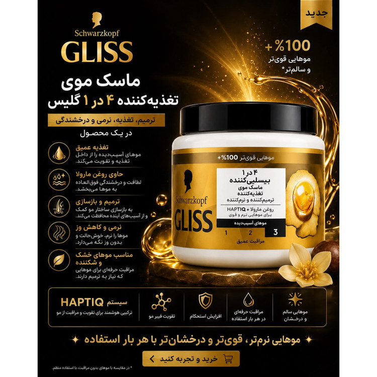 ماسک تقویت کننده مو گلیس مدل 4IN1 Arada Besleyici مناسب برای انواع مو حجم 400 میلی لیتر