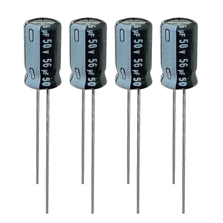 خازن الکترولیت 56 میکروفاراد 50 ولت نیچیکون مدل SK-5650 بسته 4 عددی