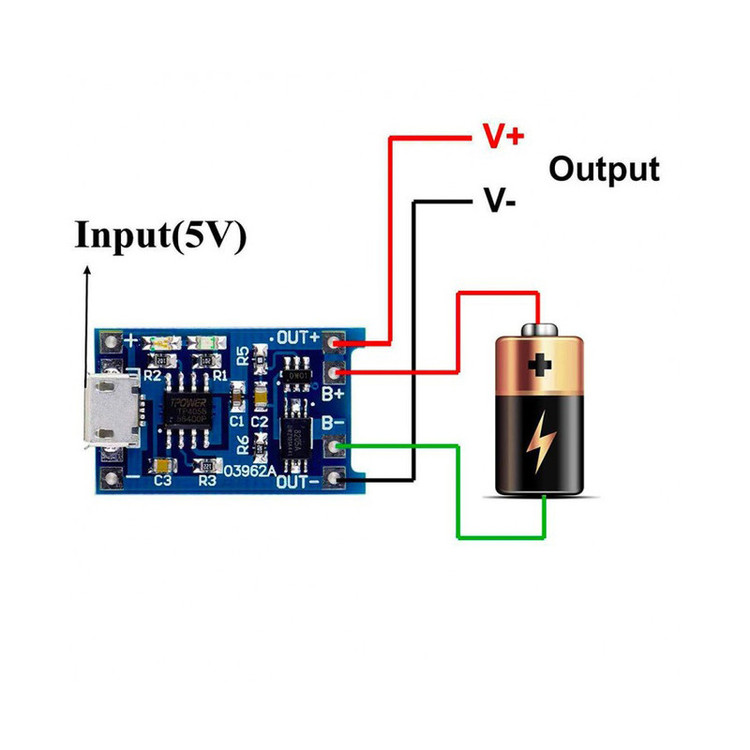 ماژول شارژر 5 ولت 1 آمپر میکرو USB مدل TP4056