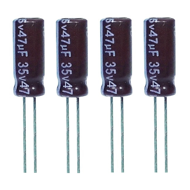 خازن الکترولیت 47 میکروفاراد 35 ولت آکسبوم مدل TEC-47035 بسته 4 عددی
