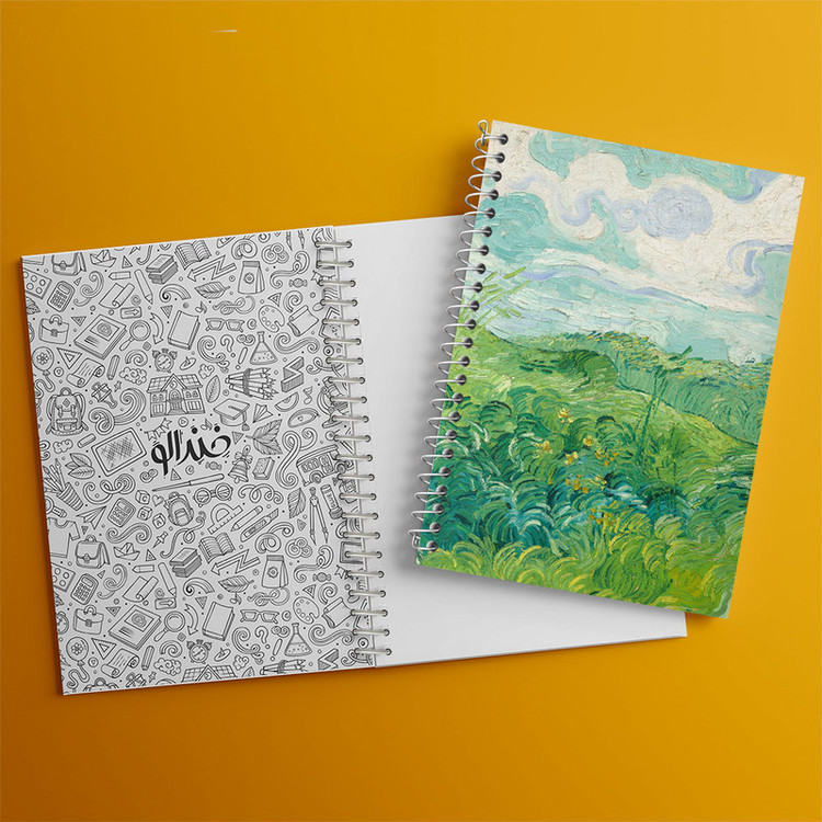 دفتر مشق 100 برگ خندالو طرح مزارع گندم سبز ونسان ونگوگ (Van Gogh) کد 36800