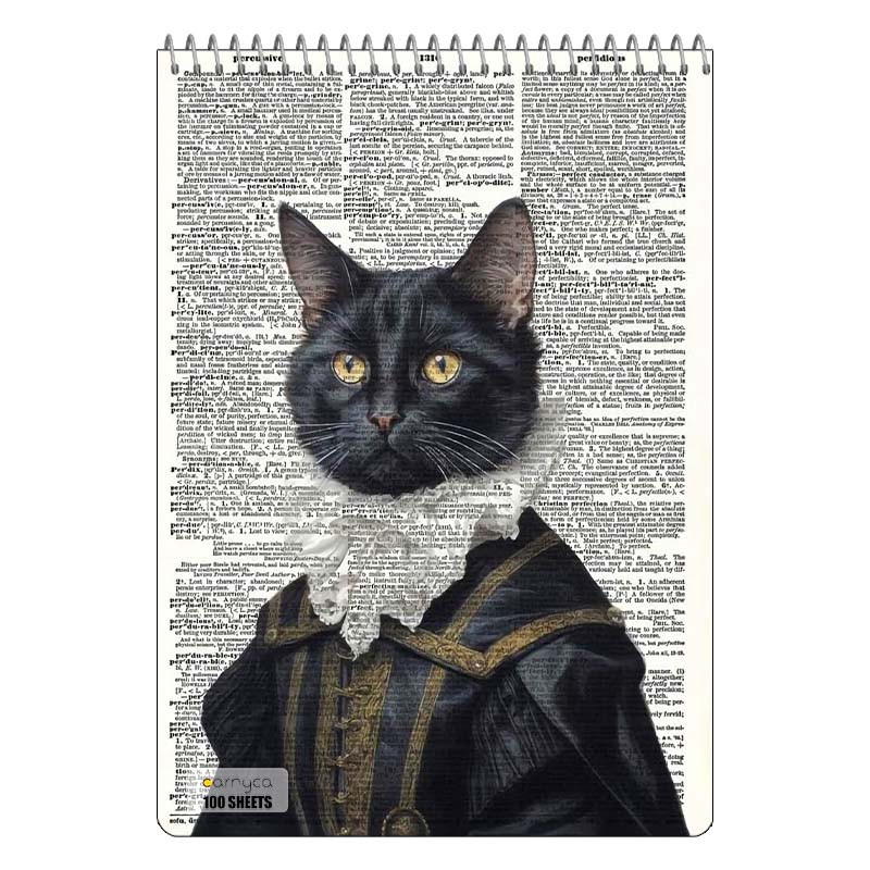 دفتر شطرنجی 100 برگ کارنیکا طرح روزنامه وینتج حیوانات Vintage Newspaper Animals کد 88235