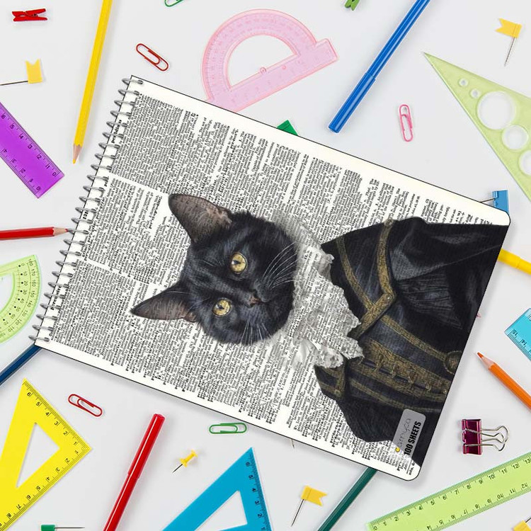دفتر شطرنجی 100 برگ کارنیکا طرح روزنامه وینتج حیوانات Vintage Newspaper Animals کد 88235