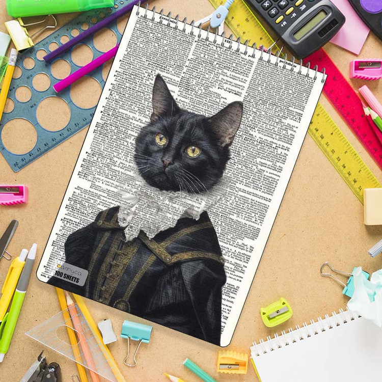 دفتر شطرنجی 100 برگ کارنیکا طرح روزنامه وینتج حیوانات Vintage Newspaper Animals کد 88235