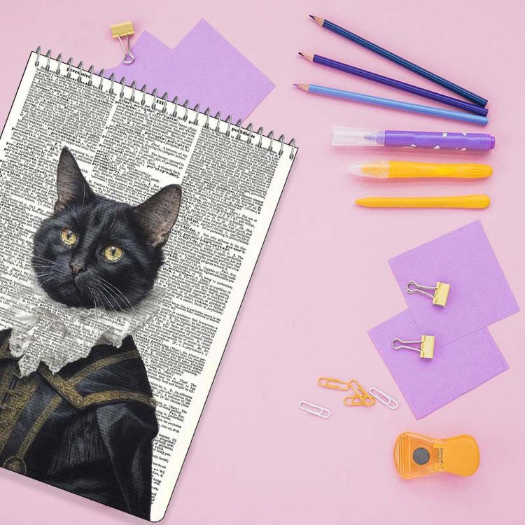 دفتر شطرنجی 100 برگ کارنیکا طرح روزنامه وینتج حیوانات Vintage Newspaper Animals کد 88235