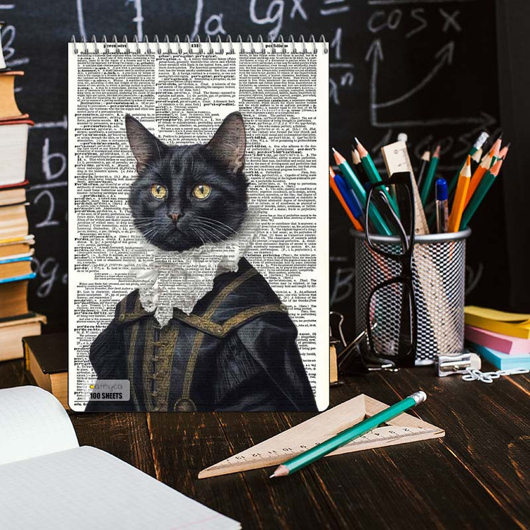دفتر شطرنجی 100 برگ کارنیکا طرح روزنامه وینتج حیوانات Vintage Newspaper Animals کد 88235