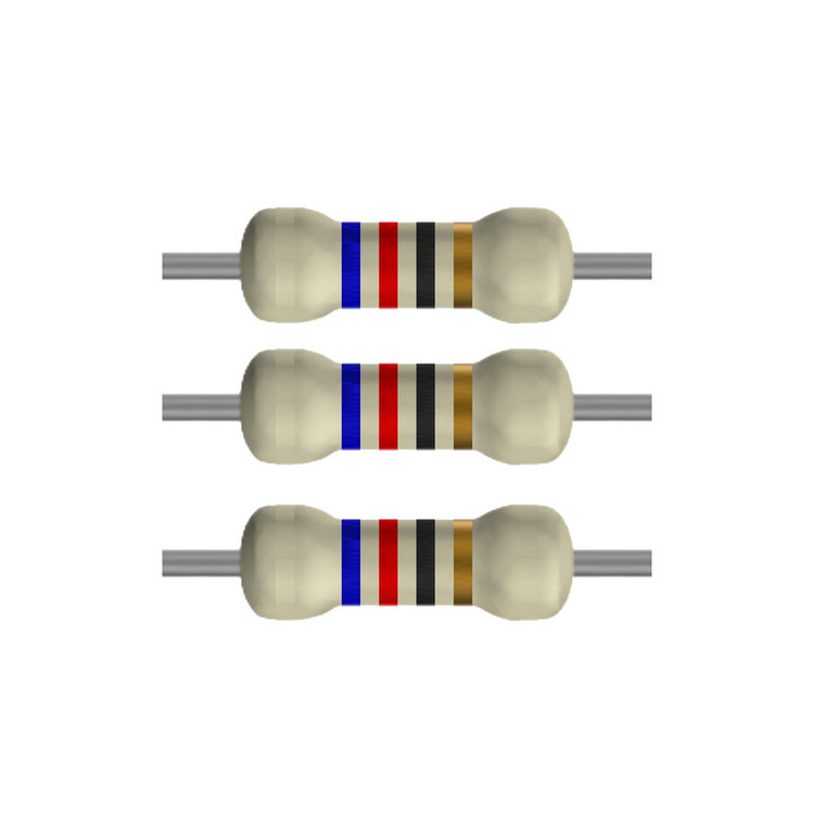 مقاومت 62 اهم 1/4 وات کد 62 بسته 50 عددی
